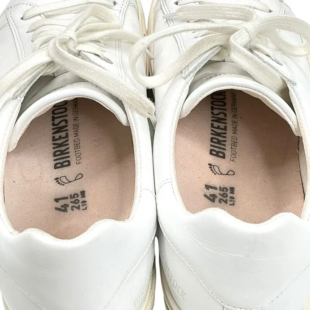 Birkenstock Bend Low White Leather Sneakers Women's Size 10 EUR 41 Orthopedic